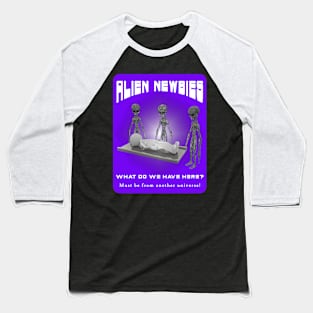 Alien Newbies - Purple and White Baseball T-Shirt